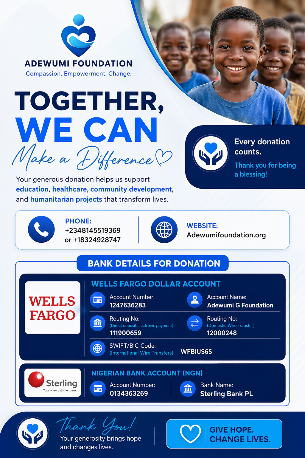 You are currently viewing Adewumi Foundation Updates Donation Payment Gateway to Make Giving Easier Worldwide